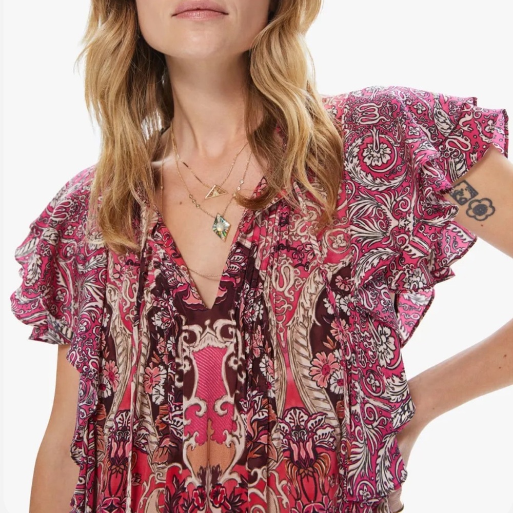 Maria Cher Elena Sleeveless Top in Besalu Pink Size Small